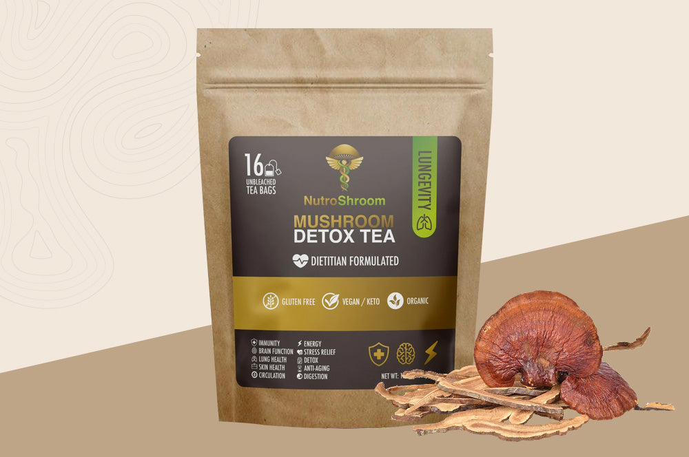 NUTROMUSHROOM Organic Mushroom Tea - Daily Detox - LUNGEVITY